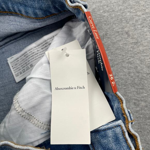 Abercrombie & Fitch Curve Love Ankle Straight Jeans 26 / 2 Long Hi Rise Fray Hem - Picture 13 of 16